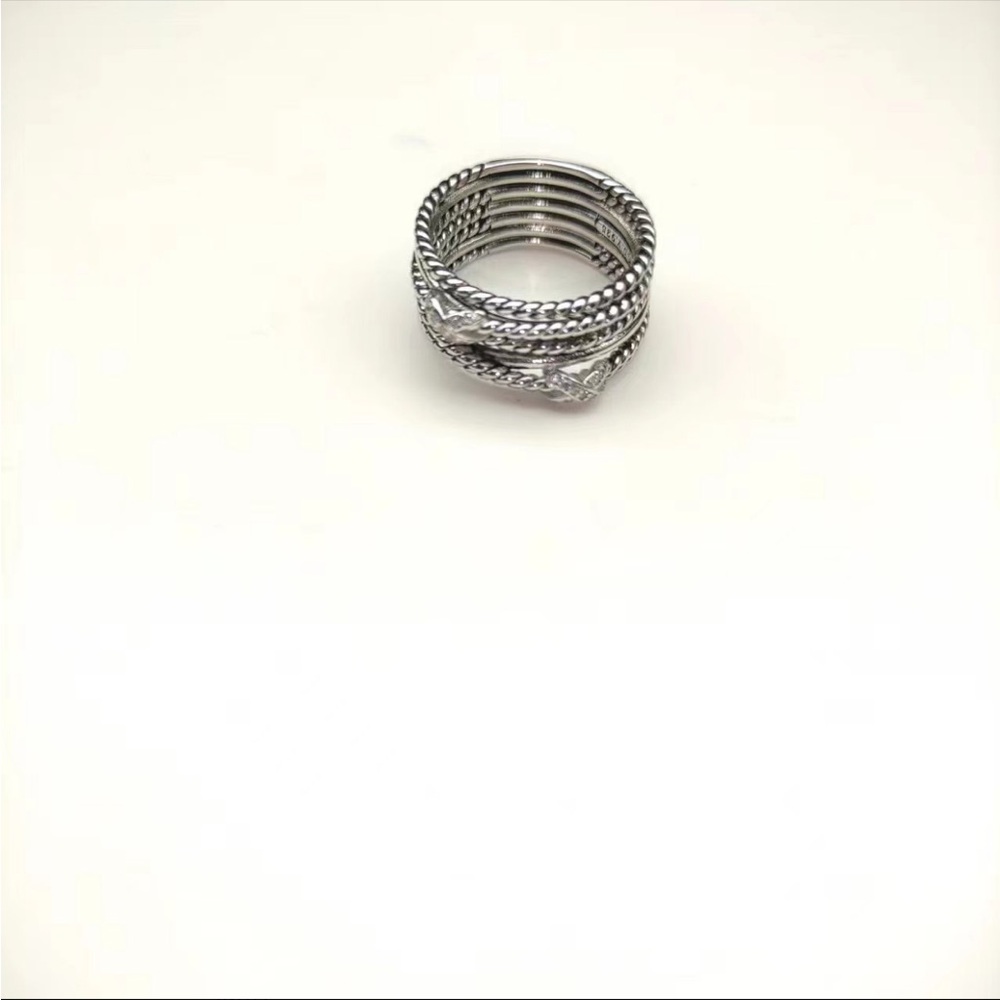 David Yurman Stackable Silver-Tone Twisted Rope Ring sz8 - Picture 8 of 8
